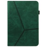 Case Samsung Galaxy Tab S7 SM-T870 SM-T875 #เคสฝาพับหนัง PU มีช่องใส่บัตรปกเย็บลายเส้น Stitching Line Design Solid Color Leather Tablet Stand Cover with Card Holder สีเขียว