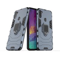 Case Samsung Galaxy A11 #เคสฝาหลังพลาสติกแข็ง +TPU Hybrid Case มีแหวนสวมนิ้วโลหะ#เคสฝาหลังพลาสติกแข็ง +TPU Hybrid Case มีแหวนสวมนิ้วโลหะ สีกรม
