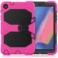 Case Samsung Galaxy Tab A 8.0 (2019) P200 P205 #เคสฝาหลังไฮบริดกันกระแทก ซิลิโคน+พลาสติก Combo Shell น้ำหนักเบา สีโรส