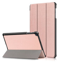 Case Samsung Galaxy TAB A 10.1 2019 SM-T510/SM-T515 #เคสฝาพับหนัง PU แบบพับ 3 พับ Tri-fold Stand Flip Leather Case สีโรสโกลด์