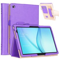 Case Huawei MediaPad M5 Lite 10.1 #เคสฝาพับหนัง PU มีที่สวมนิ้ว Card Holder Stand PU Leather Smart Case สีม่วง