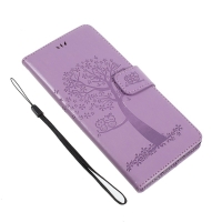 เคส Samsung Galaxy Note 8 #เคสฝาพับรูปแบบกระเป๋าสตางค์ลายนกฮูกกับต้นไม้ สีม่วง