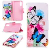 เคส Huawei P20 #เคสฝาพับกระเป๋าสตางค์หนัง PU พิมพ์ลายสวยสวยงามน่ารักๆ ลาย Butterfly and Flower