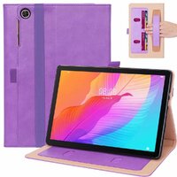 Case Huawei MatePad T10 9.7นิ้ว #เคสฝาพับหนัง PU มีที่สวมนิ้ว Card Holder Stand PU Leather Smart Case สีม่วง