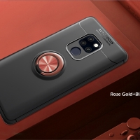 เคส Huawei Mate 20 X TPU #เคสฝาหลังมีแหวนสวมนิ้ว Finger Ring Kickstand (Built-in แผ่นโลหะ) สีดำ /โรสโกลด์