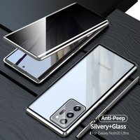 เคส Samsung Galaxy Note 20 Ultra / Note 20 Ultra 5G เคสประกบหน้าหลังกระจกด้านหน้า Anti-peep Adsorption Privacy Glass ป้องกันการมองด้านข้าง ขอบโลหะดูดซับแม่เหล็ก Fully Protection Magnetic Adsorption Glass Metal Phone Protective สีเงิน