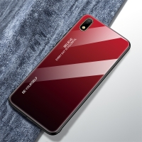 Case Huawei Y5 (2019) #เคสฝาหลัง กระจกสีไล่โทนสี Glass + PC + TPU Hybrid Case สีแดง