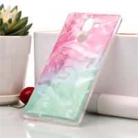 Case Nokia 7 plus #เคสฝาหลัง TPU นิ่มพิมพ์ลายรูปแบบลายหินอ่อน ลาย Pink / Green