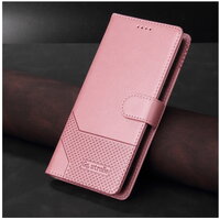 เคส Samsung Galaxy A53 5G #เคสฝาพับแม่เหล็กพร้อมช่องใส่บัตรแบบกระเป๋าสตางค์ Magnetic Flip Wallet Bracket Leather TPU Phone Case สีชมพู