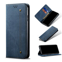 เคส Xiaomi Mi 11 #เคสฝาพับสไตล์ย้อนยุคผิวผ้ายีนส์แบบกระเป๋าสตางค์ สีน้ำเงิน