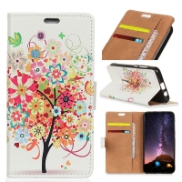 เคส Samsung Galaxy A9 (2018) #เคสฝาพับแบบกระเป๋าสตางค์พิมพ์ลายสวยงามน่ารักๆ ลาย Colorful Flowers Tree