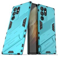 เคส Samsung Galaxy S23 Ultra 5G #เคสฝาหลังพลาสติก ไฮบริด TPU + Kickstand สีเขียวมิ้น