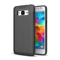 Case Samsung Galaxy J2 Prime #เคสฝาหลัง TPU ลายหนัง PU ผิวลิ้นจี่ช่วยป้องกันลายนิ้วมือและกันลื่นได้ดี สีดำ