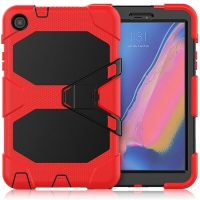 Case Samsung Galaxy Tab A 8.0 (2019) P200 P205 #เคสฝาหลังไฮบริดกันกระแทก ซิลิโคน+พลาสติก Combo Shell น้ำหนักเบา สีแดง