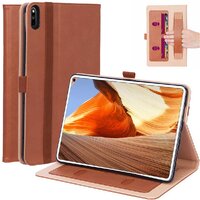 Case Huawei MatePad Pro 10.8 (2021) #เคสฝาพับหนัง PU มีที่สวมนิ้ว Card Holder Stand PU Leather Smart Case สีน้ำตาล