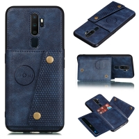 Case OPPO A9 (2020) / A5 (2020) #เคสฝาหลัง TPU เคลือบหนัง PU มีที่เก็บบัตร PU Leather Coated TPU Card Holder Magnetic Kickstand สีน้ำเงิน