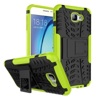 เคส Samsung Galaxy J5 Prime #เคสฝาหลังกันลื่น Cool Tyre Pattern Kickstand (PC + TPU) สวยงามทันสมัย สีเขียว