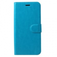 เคส Lenovo K8 Plus #เคสแบบฝาพับผิวหนังม้าปกเสริมแผ่นเหล็ก สีฟ้า