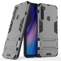 เคส Xiaomi Redmi Note 8 #เคสฝาหลังไฮบริด พลาสติก +TPU มีขาตั้งในตัว สีเทา