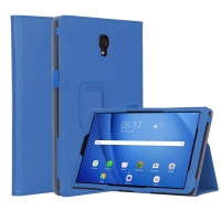 เคส Samsung Galaxy Tab A 10.5 (2018) T590 T595 #เคสฝาพับหนัง PU มีที่สวมนิ้ว Card Holder Stand PU Leather Smart Case สีฟ้า