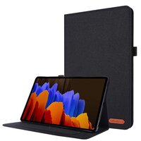 เคส Samsung Galaxy Tab S8 5G 11 นิ้ว SM-X700 SM-X706 #เคสฝาพับหนัง PU ผิวผ้าพับตั้งได้ Cloth Leather Wallet สีดำ