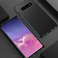 เคส Samsung Galaxy S10 ขอบกันชนอลูมิเนียมอัลลอยด์ชุบ + #เคสฝาหลังพลาสติกลายคาร์บอนไฟเบอร์ Electroplated Aluminum Alloy Bumper + Carbon Fiber PC Back Panel Slide-on สี Black / Green