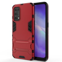 เคส OPPO Reno 5 Pro 5G #เคสฝาหลังพลาสติก ไฮบริด TPU + Kickstand สีแดง