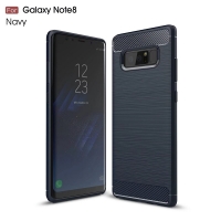 เคส Samsung Galaxy Note 8 #เคสฝาหลังนิ่ม Brushed Carbon Fiber TPU สวยงามราคาถูก สีน้ำเงิน