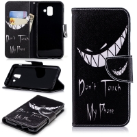 Case Samsung Galaxy J6+ #เคสฝาพับกระเป๋าสตางค์หนัง PU พิมพ์ลายสวยงามน่ารักๆ ลาย Do Not Touch My Phone