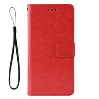 Case Xiaomi Mi Note 10 Lite #เคสฝาพับหนัง PU ผิวหนังม้า Crazy Horse Texture Leather Wallet สีแดง
