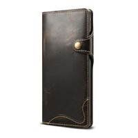 เคส iphone 11 6.1 นิ้ว #เคสฝาพับหนังแท้พร้อมสายคล้อง Genuine Wallet Leather Phone Cover with Lanyard สีดำ