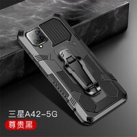 เคส Samsung Galaxy A42 5G #เคสฝาหลังกันกระแทกมีคลิบหนีบ ไฮบริด พลาสติก+TPU Heavy Duty Rugged Hybrid สีดำ