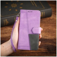 เคส vivo V21 5G #เคสฝาพับ หนัง PU มีช่องใส่บัตร สีม่วง