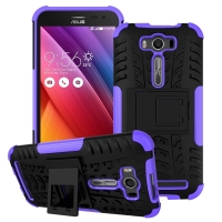 เคส Asus Zenfone 2 Laser ZE500KG ZE500KL 5.0 นิ้ว #เคสกันลื่นขอบกันกระแทกมีขาตั้ง ขอบสีม่วง