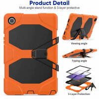 Case Samsung Galaxy Tab A7 10.4" 2020 (T500,T505,T507) #เคสฝาหลังไฮบริดกันกระแทก ซิลิโคน+พลาสติกกันกระแทกมีขาตั้ง Shockproof Heavy Duty Armor สีส้ม