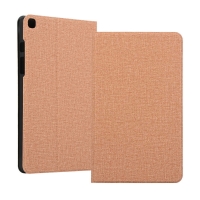Case Samsung Galaxy Tab A 8.0 2019 SM-T290 T295 T297 #เคสฝาพับผิวเคลือบ Cloth Coated Leather Stand Flip สีน้ำตาล