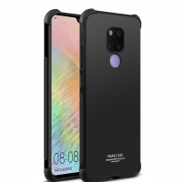 Case Huawei Mate 20 X #เคสฝาหลังSkin Feel Anti-drop TPU Case + ฟิล์มกันรอย Explosion-proof Screen Film Metal Black ผิวเรียบ