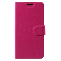Case Moto G6 Plus #เคสฝาพับหนัง PU ผิวหนังม้าปกเสริมแผ่นเหล็กมีช่องใส่บัตรคุณภาพดี สีชมพู
