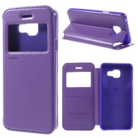 Case Samsung Galaxy A7(2016) ROAR KOREA #เคสฝาพับหนัง PU มีช่องวิวคุณภาพดี ใช้งานได้สะดวก สีม่วง