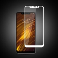 ฟิล์มกระจก Xiaomi Pocophone F1 แบบเต็มจอ Silk Print Arc Edge Full Coverage Tempered Glass สีขาว
