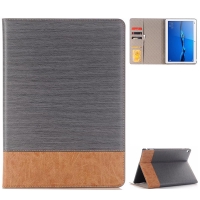 เคส Huawei MediaPad M5 lite 10.1นิ้ว #เคสฝาพับกระเป๋าสตางค์หนัง PU สมาร์ท 2 สี Bi-color Smart Stripe Leather Wallet สีเทา