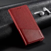 เคส Huawei Y7p#เคสฝาพับ MUXMA หนัง PU ออกแบบสีทูโทนมีช่องเสียบบัตร PU Leather Magnetic Wallet สีแดง