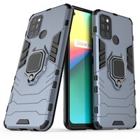 Case realme C17 #เคสฝาหลังพลาสติกแข็ง +TPU Hybrid Case มีแหวนสวมนิ้วโลหะ สีกรม