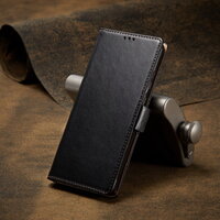 เคส Samsung Galaxy Note 10+ #เคสฝาพับหนัง PU สไตล์กระเป๋าสตางค์พร้อมช่องใส่การ์ด Luxury Flip Stand Card Phone Leather Wallet Cover Casing สีดำ