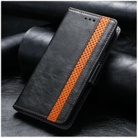 เคส OPPO F7 #เคสฝาพับปกหนังสไตล์วินเทจดูดซับอัตโนมัติ Magnetic double clasps add security สีดำ