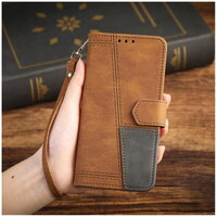 เคส vivo V21 5G #เคสฝาพับ หนัง PU มีช่องใส่บัตร สีน้ำตาล