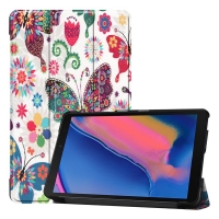 เคส Samsung Galaxy Tab A 8.0 (2019) P200 P205 #เคสฝาพับหนัง PU พิมพ์ลาย Patterned Tri-fold Stand Leather Smart Case ลาย Butterfly Flowers