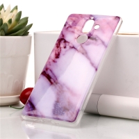 Case Nokia 7 plus #เคสฝาหลัง TPU นิ่มพิมพ์ลายรูปแบบลายหินอ่อน ลาย Pink / White