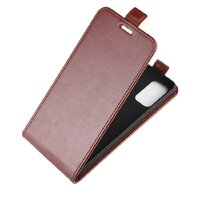 เคส Samsung Galaxy S20 #เคสฝาพับหนัง PU Crazy Horse แนวตั้ง พร้อมช่องเสียบการ์ด สีน้ำตาล