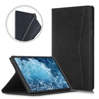 เคส Samsung Galaxy Tab A7 10.4" 2020 (T500,T505,T507) #เคสฝาพับหนัง PU ลายผิวผ้ามีช่องใส่ปากกา with Pencil Holder Stand Business Card Slot Cover สีดำ